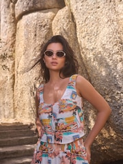 Multi 100% Linen Button Down Top - Image 1 of 7