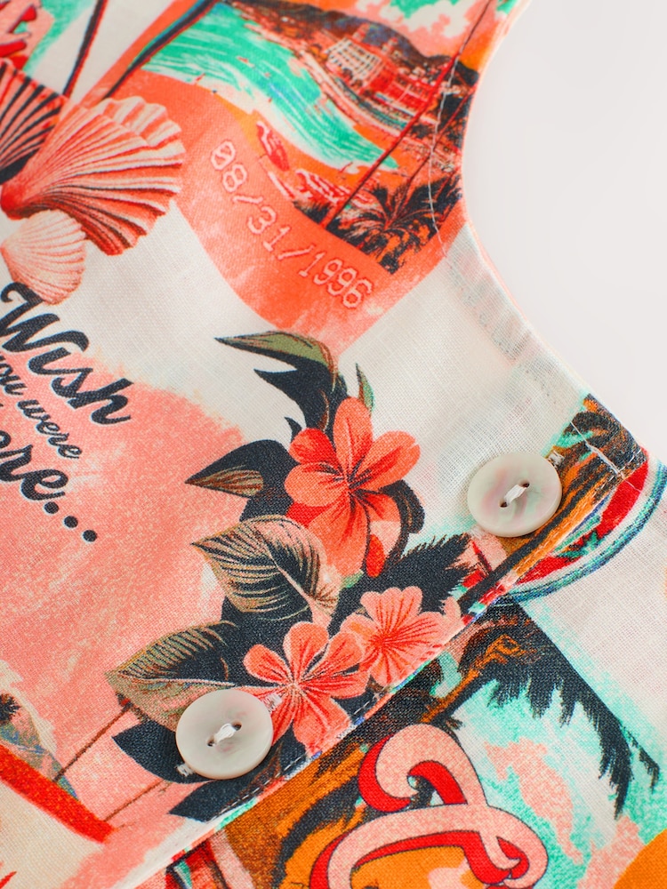 Multi 100% Linen Button Down Top - Image 7 of 7