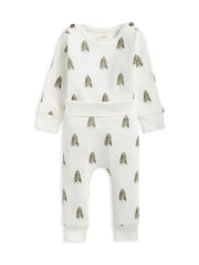 Mamas & Papas Christmas Tree Print White Bodysuit and Leggings Set 2 Piece - Image 4 of 6