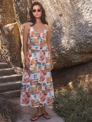 Multi 100% Linen Midi Skirt - Image 2 of 4
