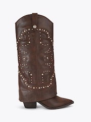 Steve Madden Brown Stagecoach Leather Cowboy Boots - Image 1 of 4