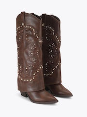 Steve Madden Brown Stagecoach Leather Cowboy Boots - Image 2 of 4