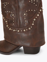 Steve Madden Brown Stagecoach Leather Cowboy Boots - Image 4 of 4