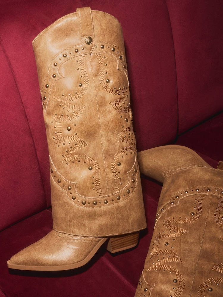 Steve Madden Natural Stagecoach Leather Cowboy Boots - Image 1 of 5 Steve Madden Natural Stagecoach Leather Cowboy Boots - Image 1 of 5