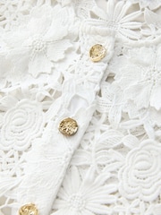 White Floral Lace Short Sleeve Top - Image 2 of 3