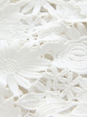 White Floral Lace Short Sleeve Top - Image 3 of 3