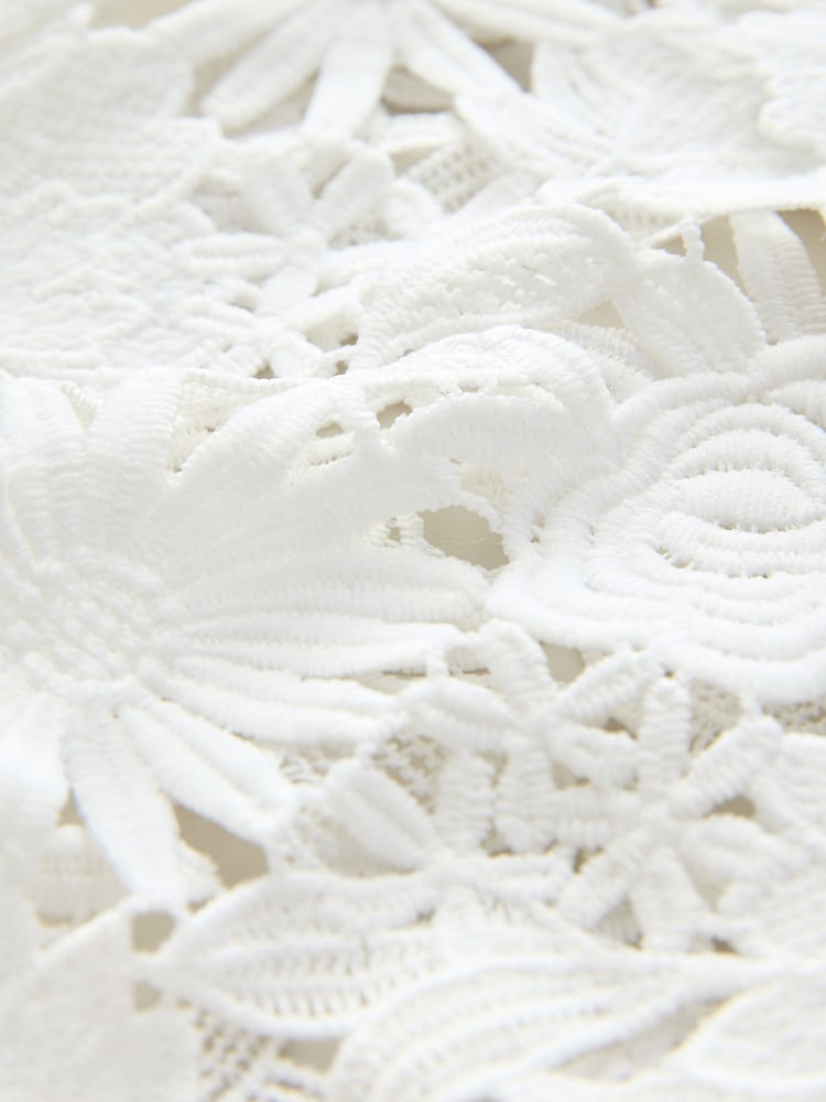 White Floral Lace Short Sleeve Top - Image 3 of 3