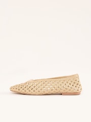Love & Roses Gold Woven Crochet Faux Leather Ballerina Pump Shoes - Image 5 of 5