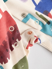 Multi 100% Cotton Popper Baby Sleepsuit 3 Pack - Image 11 of 12