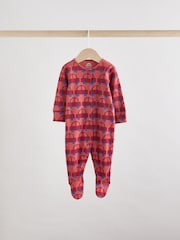 Multi 100% Cotton Popper Baby Sleepsuit 3 Pack - Image 6 of 12