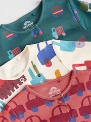 Multi 100% Cotton Popper Baby Sleepsuit 3 Pack - Image 8 of 12