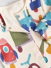 Multi 100% Cotton Popper Baby Sleepsuit 3 Pack - Image 9 of 12