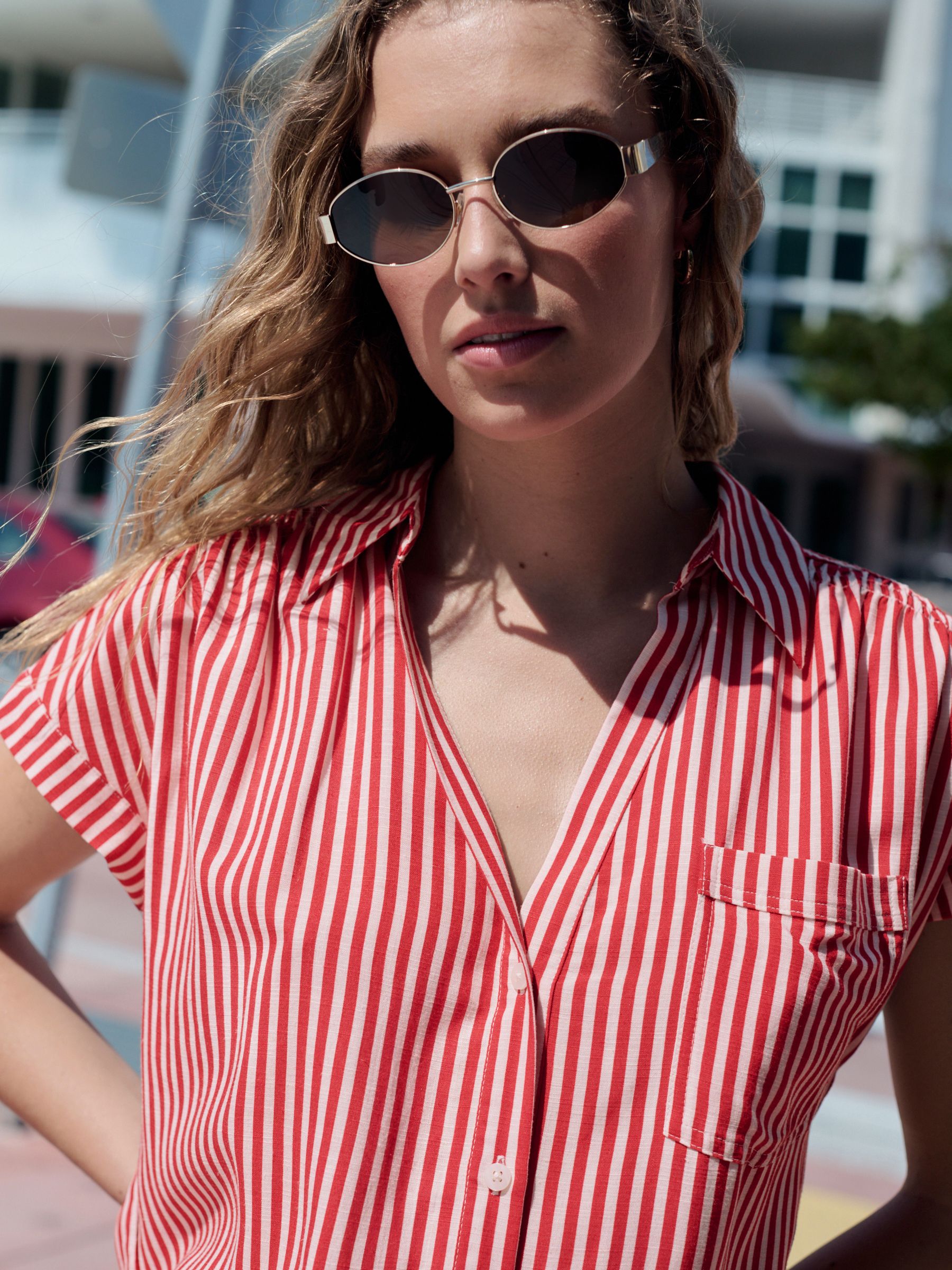 Buy Red/White Stripe Short Sleeve Shirt with Linen from Next USA