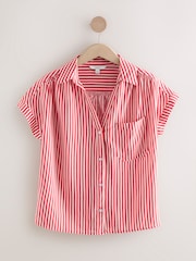 Red/White Stripe Short Sleeve Shirt with Linen - Image 7 of 9