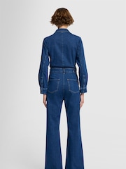 7 For All Mankind Blue Luxe Cove Jumpsuit - Imagen 2 de 7