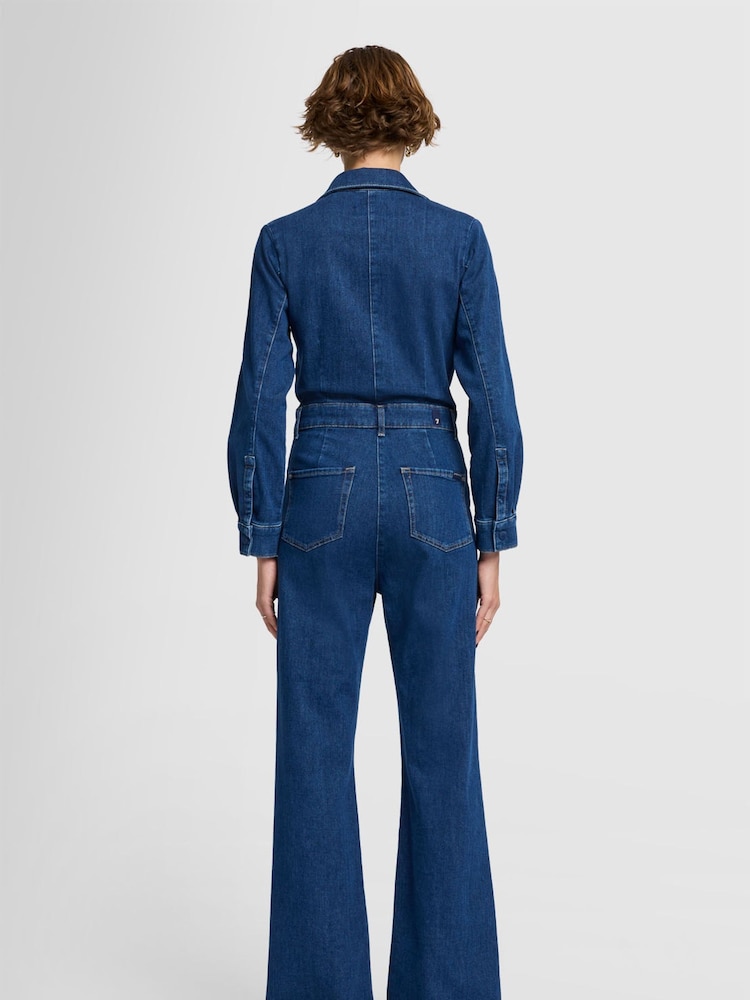 7 For All Mankind Blue Luxe Cove Jumpsuit - Imagen 2 de 7