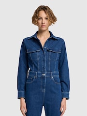 7 For All Mankind Blue Luxe Cove Jumpsuit - Imagen 4 de 7