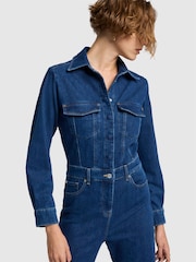 7 For All Mankind Blue Luxe Cove Jumpsuit - Imagen 5 de 7