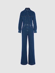 7 For All Mankind Blue Luxe Cove Jumpsuit - Imagen 7 de 7