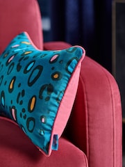 Blue IWD Velvet Leopard Print Cushion - Image 2 of 5
