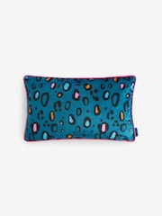 Blue IWD Velvet Leopard Print Cushion - Image 3 of 5