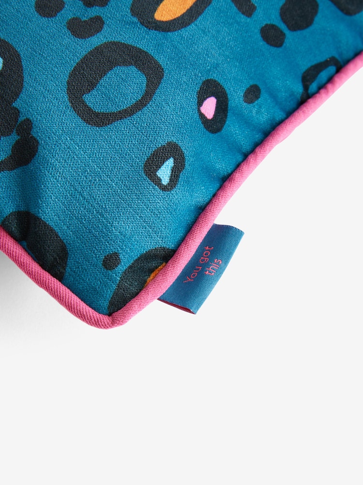 Blue IWD Velvet Leopard Print Cushion - Image 5 of 5