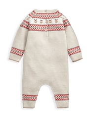 Mamas & Papas Fairailse Knit Christmas Brown Romper - Image 2 of 4