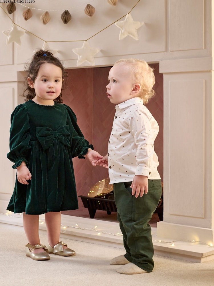 Buy Mamas Papas Green Velvet Bow Dress from the Next UK online shop