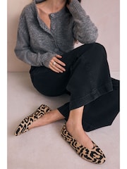 Leopard Extra Wide Fit Forever Comfort® Leather Round Toe Ballerinas - Image 2 of 10
