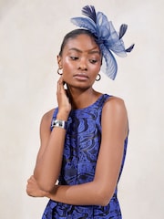 Navy Pleated Fascinator Clip - Image 4 of 5