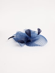 Navy Pleated Fascinator Clip - Image 5 of 5