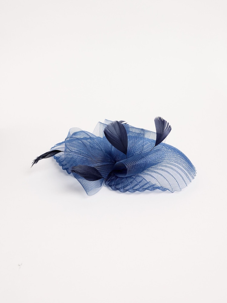 Navy Pleated Fascinator Clip - Image 5 of 5