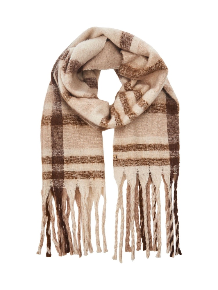 Moda in Pelle Large Natural Nevescarf Check Heavyweight Scarf - Image 1 of 4 Moda in Pelle Large Natural Nevescarf Check Heavyweight Scarf - Image 1 of 4