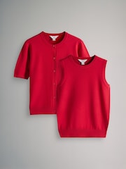 The Set Red 2 Piece Vest & Cardigan Set - Image 1 of 5