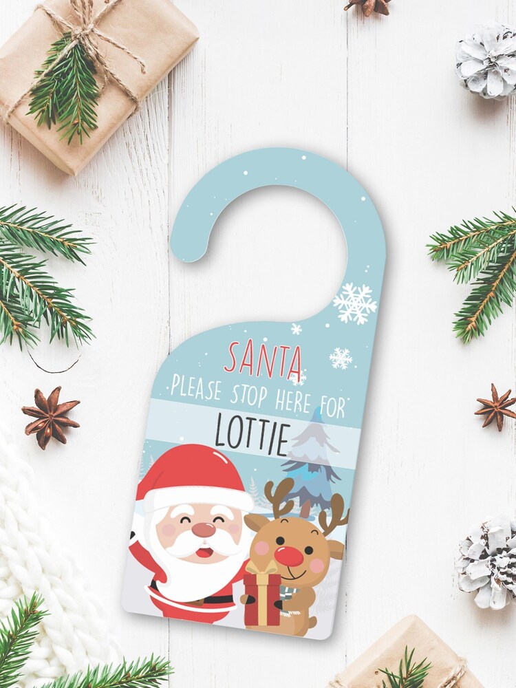 Natural Personalised Santa and Reindeer Christmas Door Sign by Loveabode - Image 2 of 4 Natural Personalised Santa and Reindeer Christmas Door Sign by Loveabode - Image 2 of 4