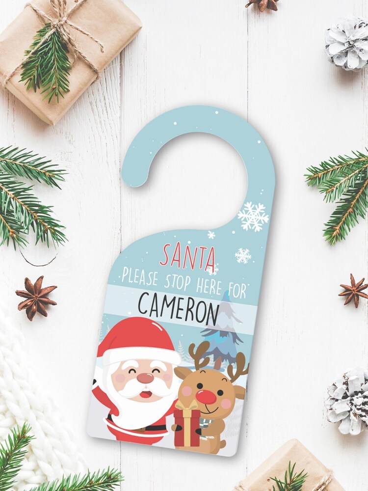 Natural Personalised Santa and Reindeer Christmas Door Sign by Loveabode - Image 4 of 4 Natural Personalised Santa and Reindeer Christmas Door Sign by Loveabode - Image 4 of 4