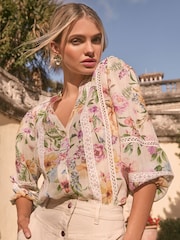 Lipsy Floral Insert Trim Blouse - Image 1 of 4