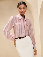 Rosa - Lipsy Utility Stripe Burnout Shirt - Imagen 1 de 4