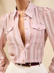 Rosa - Lipsy Utility Stripe Burnout Shirt - Imagen 2 de 4