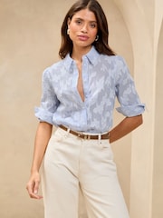 Lipsy Blue Stripe Cotton Embroidered Shirt - Image 3 of 4