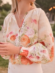 Lipsy White Button Through Floral Printed Blouse - Image 2 of 4