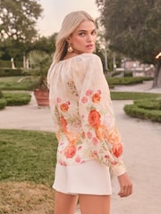 Lipsy White Button Through Floral Printed Blouse - Image 3 of 4