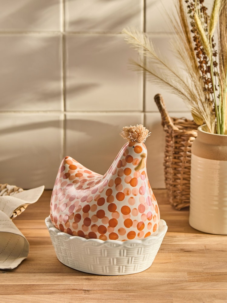Orange Ceramic Chicken Egg House - Image 1 of 4 Orange Ceramic Chicken Egg House - Image 1 of 4