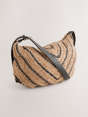 Natural Striped Straw Look Sling Bag - Image 1 of 5