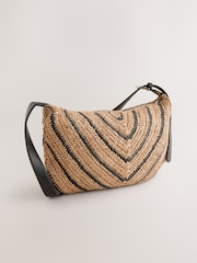 Natural Striped Straw Look Sling Bag - Image 2 of 5