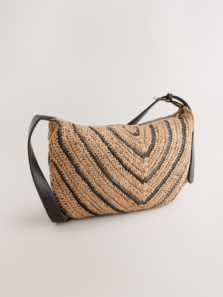 Natural Striped Straw Look Sling Bag - Image 2 of 5