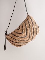 Natural Striped Straw Look Sling Bag - Image 3 of 5