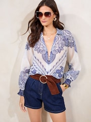 Lipsy Paisley Print Printed Button Through Blouse - Image 1 of 4