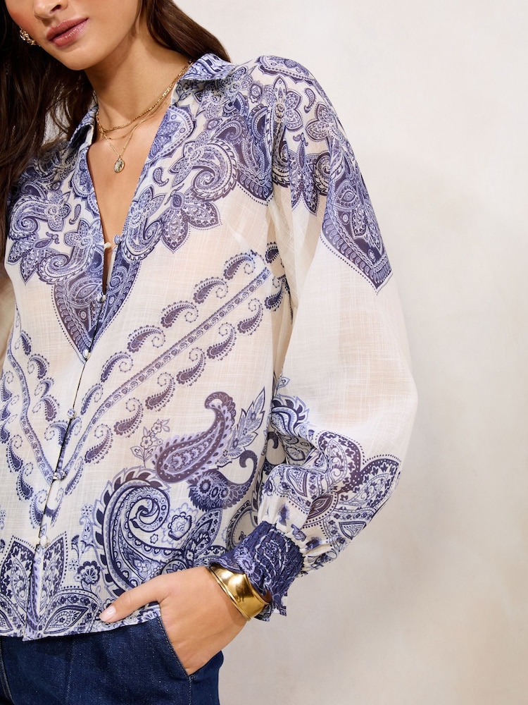 Lipsy Paisley Print Printed Button Through Blouse - Image 2 of 4