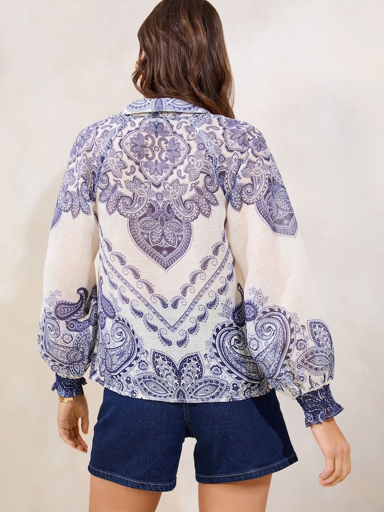 Lipsy Paisley Print Printed Button Through Blouse - Image 4 of 4